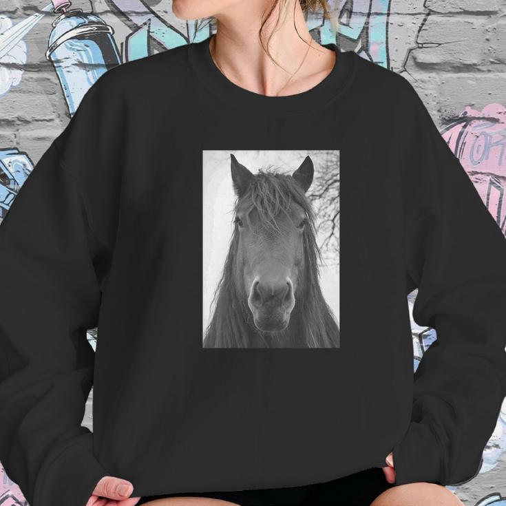 Retro Graphic Horse Head Mono Picture Women Sweatshirt Gifts for Her