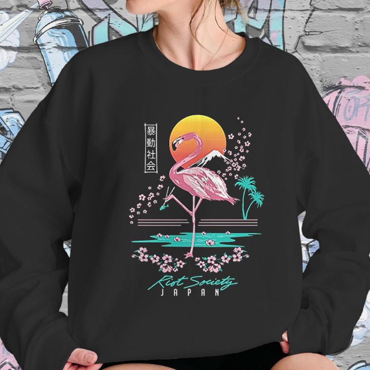 Riot Society Japan Flamingo Women Sweatshirt Gifts for Her