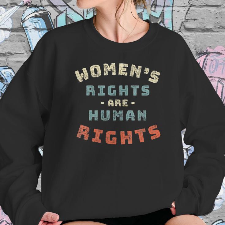 Womens Womens Rights Are Human Rights Feminist - V-Neck Women Sweatshirt Gifts for Her