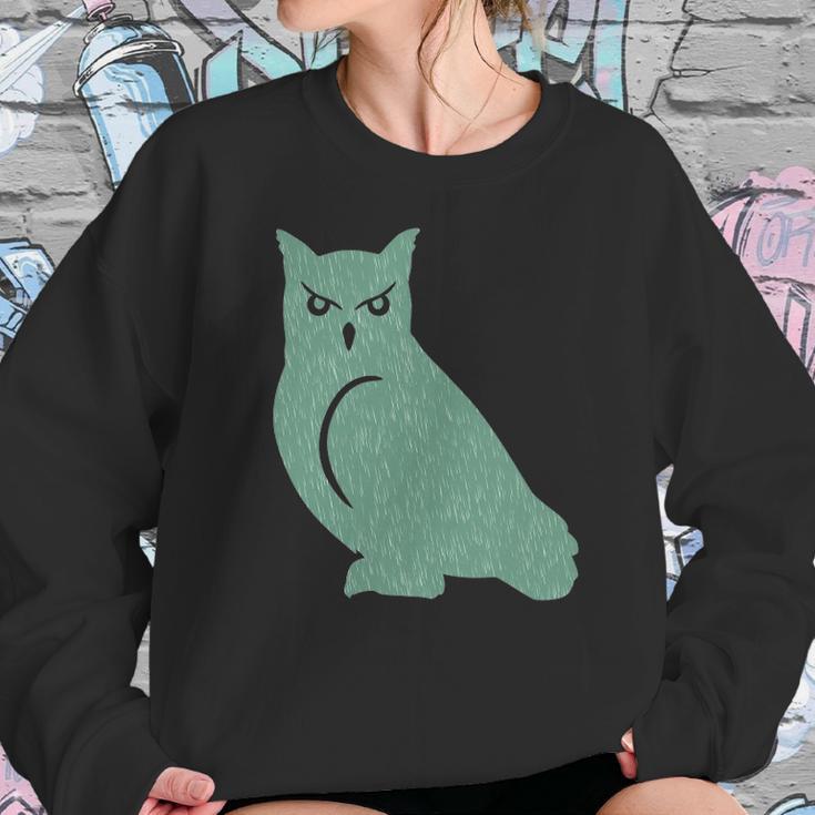 Sage Green Owl Silhouette Artwork Women Sweatshirt Gifts for Her