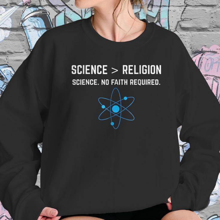 Science Is Greater Than Religion Sarcastic Atheist Women Sweatshirt Gifts for Her