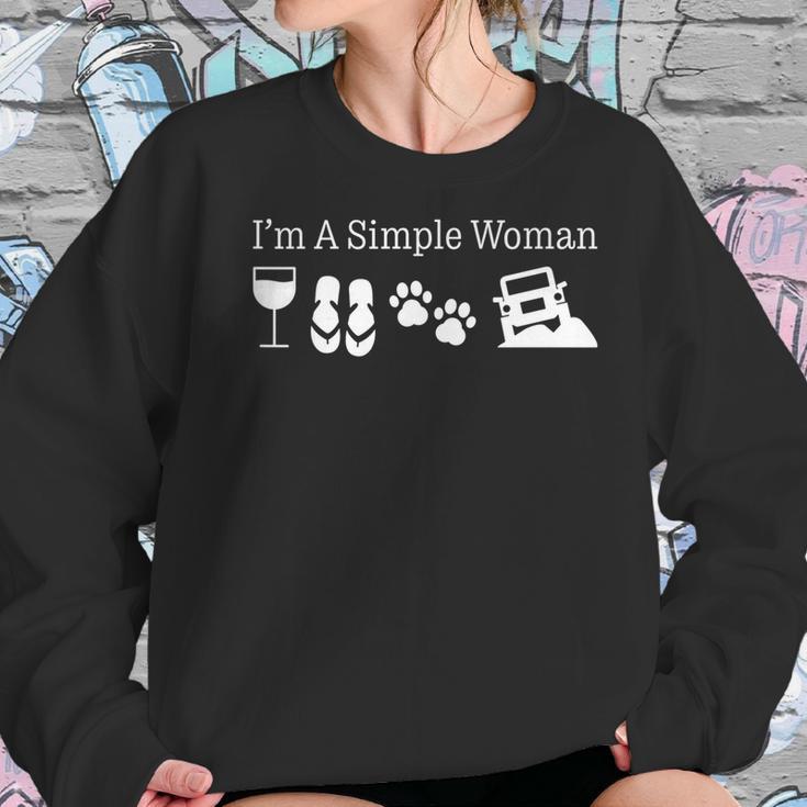 Womens Im A Simple Woman Love Wine Flip Flops Dog Jeeps Gift Women Sweatshirt Gifts for Her