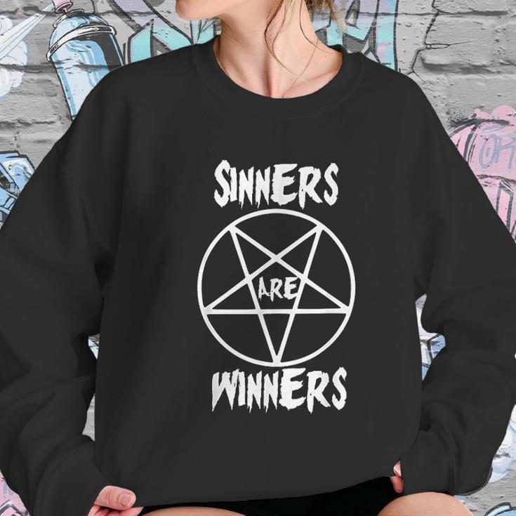 Siners Are Winers Black Metal Fans Halloween Women Sweatshirt Gifts for Her