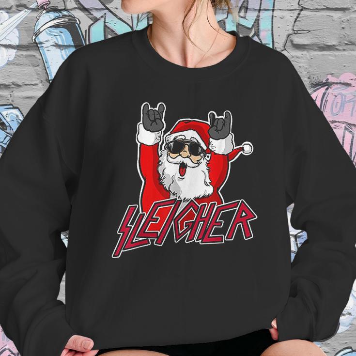 Sleigher Santa Claus Metal Christmas Funny Hail Santa Women Sweatshirt Gifts for Her