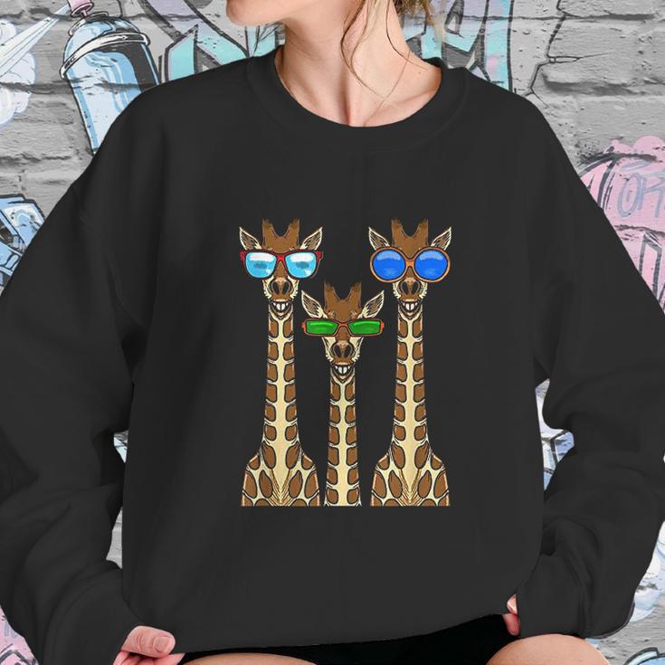 Smiling Giraffes Wearing Sunglasses Women Sweatshirt Gifts for Her