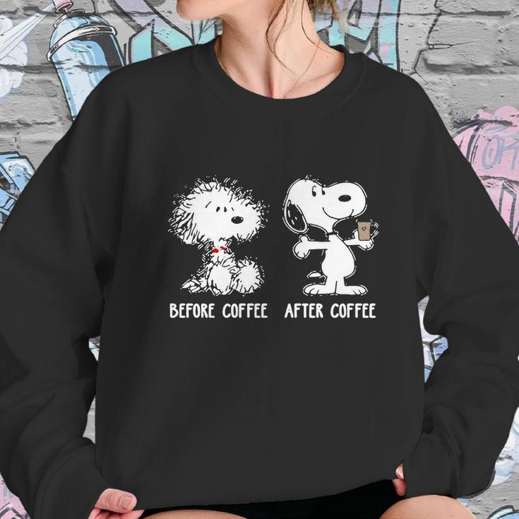 Snoopy Before Coffee After Coffee Shirt Hoodie Sweater Longsleeve T-Shirt Women Sweatshirt Gifts for Her