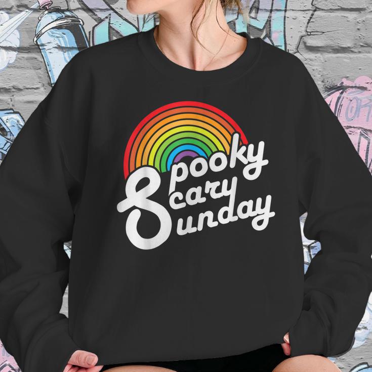 Spooky Scary Sunday Trendy Retro Rainbow Women Sweatshirt Gifts for Her