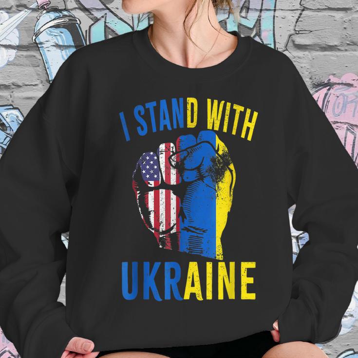 I Stand With Ukraine Flag American Flag Support Ukraine Men Women T-Shirt Graphic Print Casual Unisex Tee Women Sweatshirt Gifts for Her