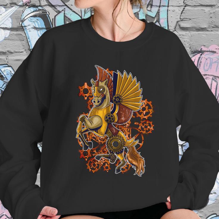 Steampunk Horse Mechanical Gears Pegasus Art Graphic Women Sweatshirt Gifts for Her