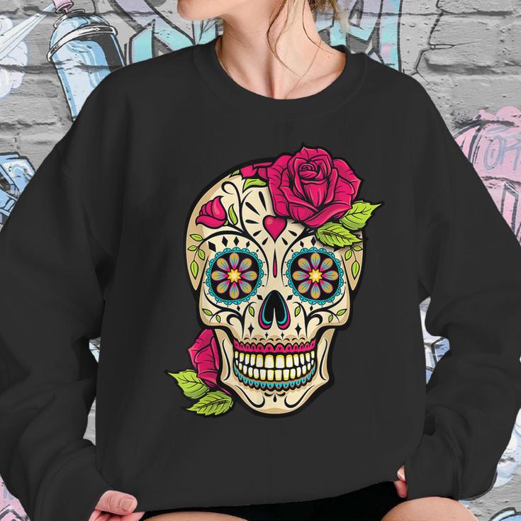 Sugar Skull Flower Crown Day Of The Dead Halloween Men Women T-Shirt Graphic Print Casual Unisex Tee Women Sweatshirt Gifts for Her