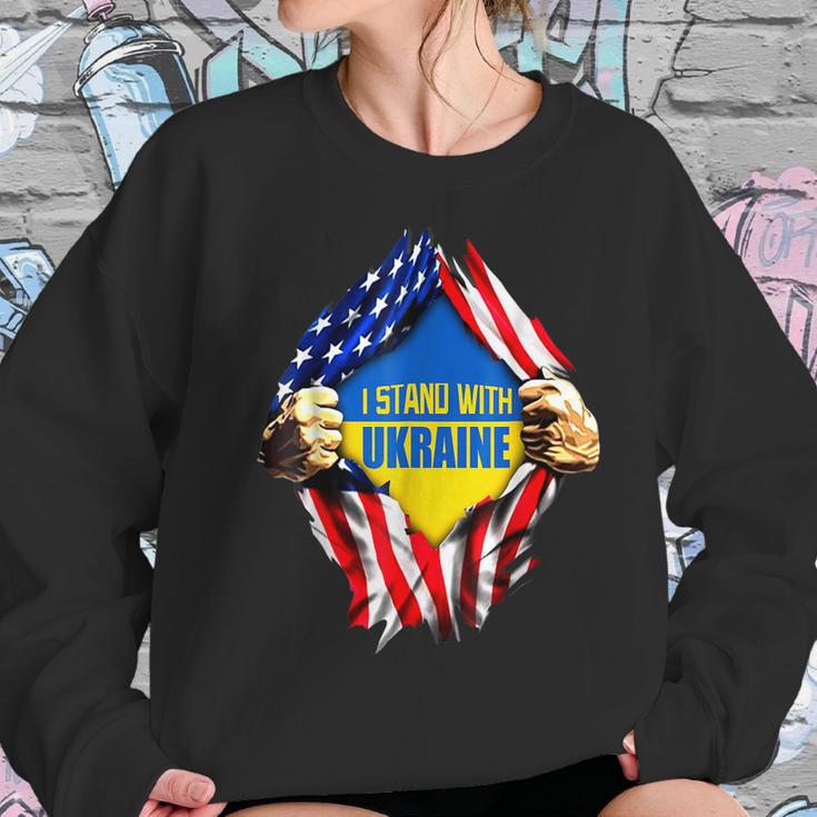 Support I Stand With Ukraine American Flag Ukrainian Flag Men Women T-Shirt Graphic Print Casual Unisex Tee Women Sweatshirt Gifts for Her