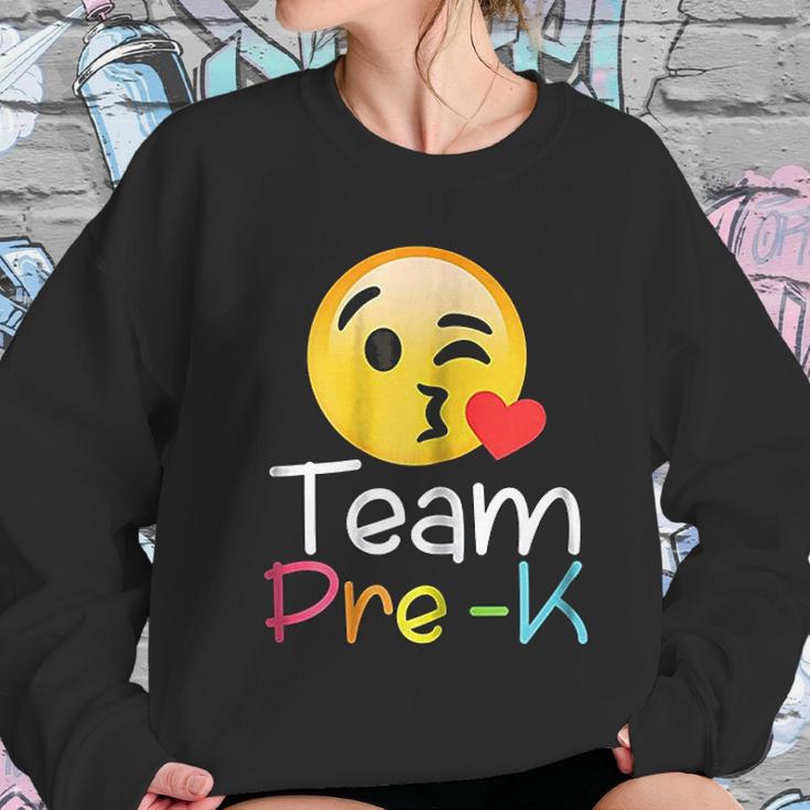 Team Pre K Teacher Emoji Hearts Love Back To School Women Sweatshirt Gifts for Her