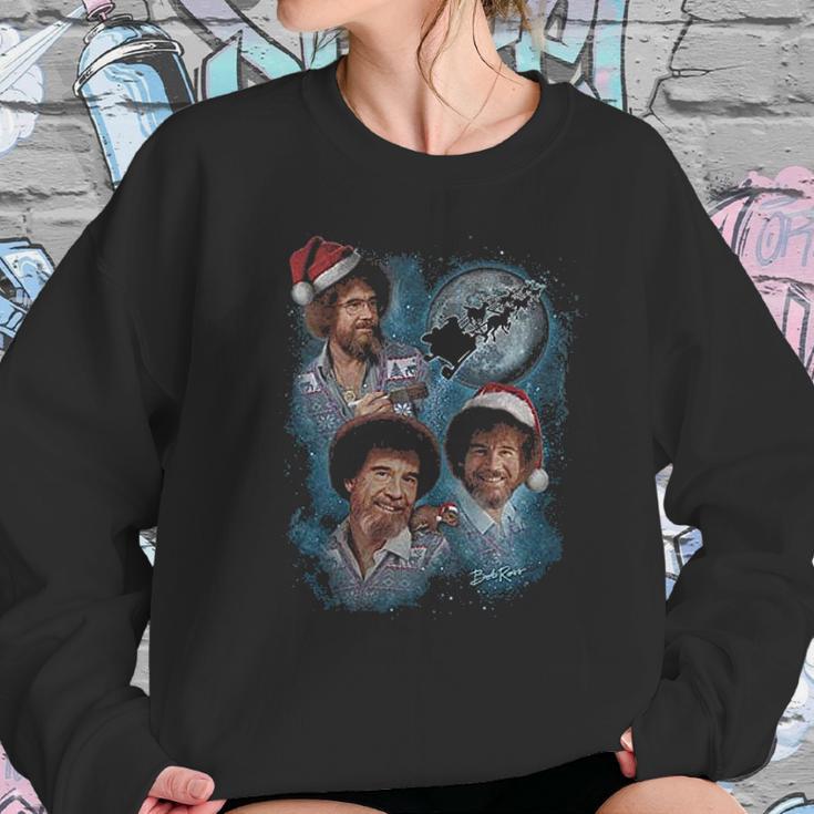 Teelocity 3 Bob Ross Moon Christmas Graphic Women Sweatshirt Gifts for Her