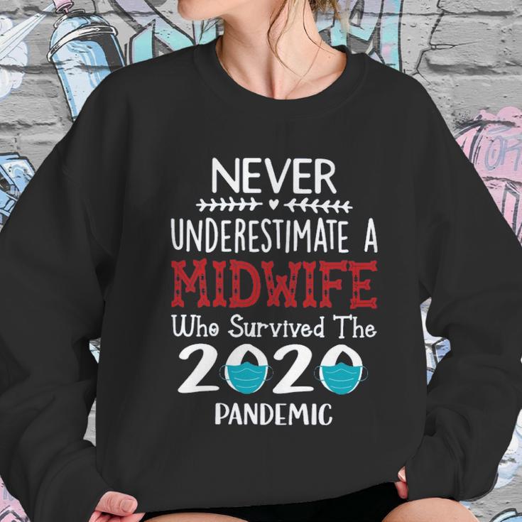 Never Underestimate Who Survived The Pandemic Midwife Women Sweatshirt Gifts for Her