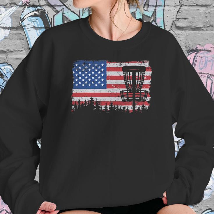 Us American Flag Disc Golf Basket Frisbee Vintage Disc Golf Women Sweatshirt Gifts for Her