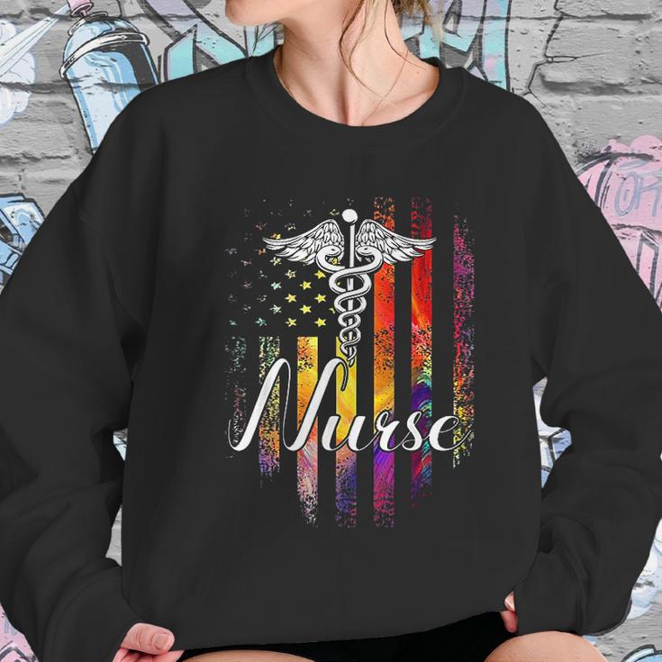 Vintage Nurse American Usa Flag Color Nurse Pharmacy Gift Women Sweatshirt Gifts for Her