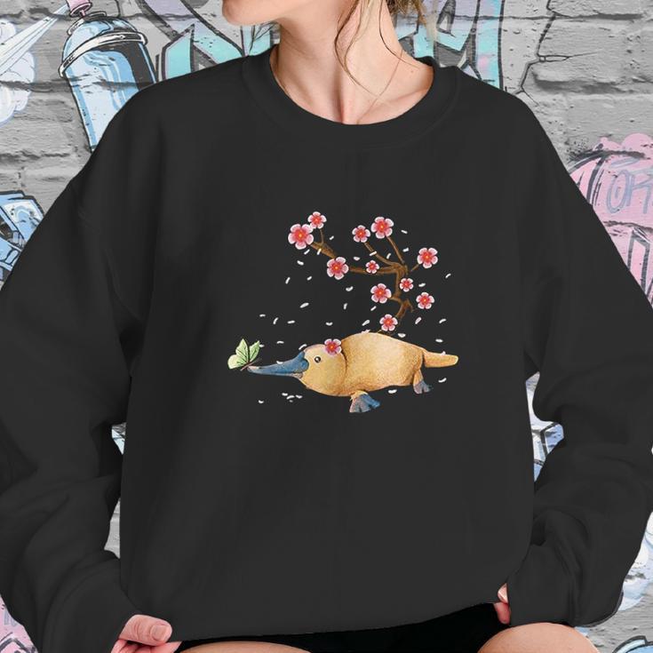 Vintage Platypus Japanese Cherry Blossom Flower Sakura Women Sweatshirt Gifts for Her