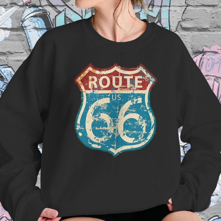 Vintage Route 66 Gas Station Road Sign Men Women T-Shirt Graphic Print Casual Unisex Tee Women Sweatshirt Gifts for Her