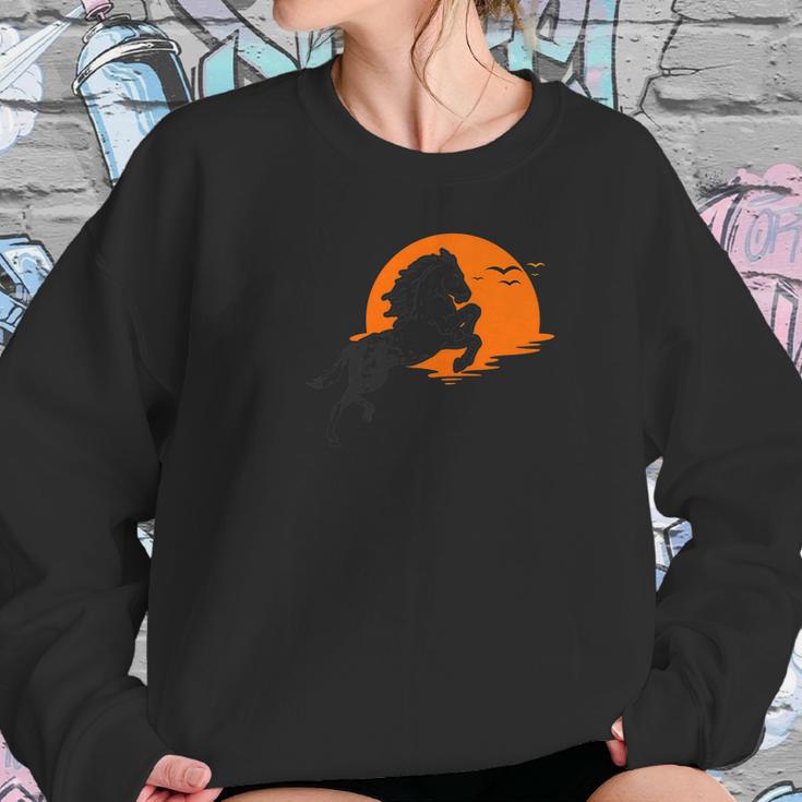 Wild Black Horse Stallion Cute Sunset Horse Lover Women Sweatshirt Gifts for Her