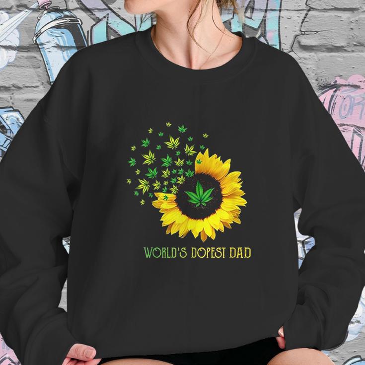 Worlds Dopest Dad Sunflower Weed Cannabis Funny Women Sweatshirt Gifts for Her