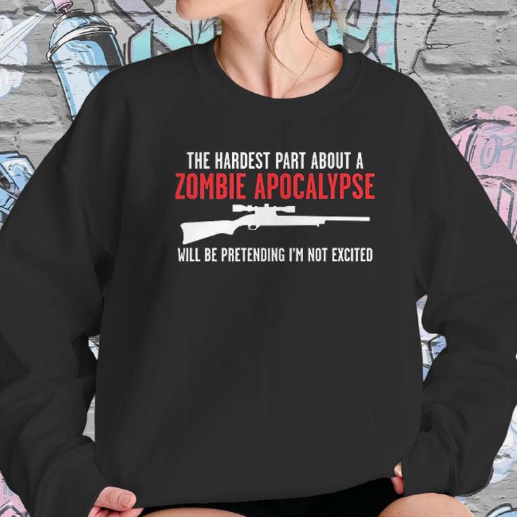 Zombie Apocalypse Hunting Humor Graphic Novelty Sarcastic Funny Women Sweatshirt Gifts for Her