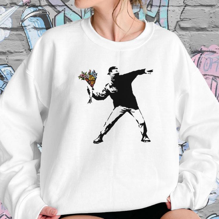 Banksy - Rage Flower Thrower Women Sweatshirt Gifts for Her