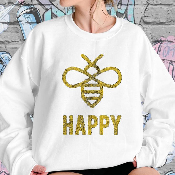 Bee Happy Funny Vintage Graphic Honey Bumblebee Women Sweatshirt Gifts for Her