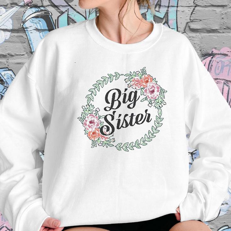 Big Sister With Flower Circle Infant Creeper Women Sweatshirt Gifts for Her