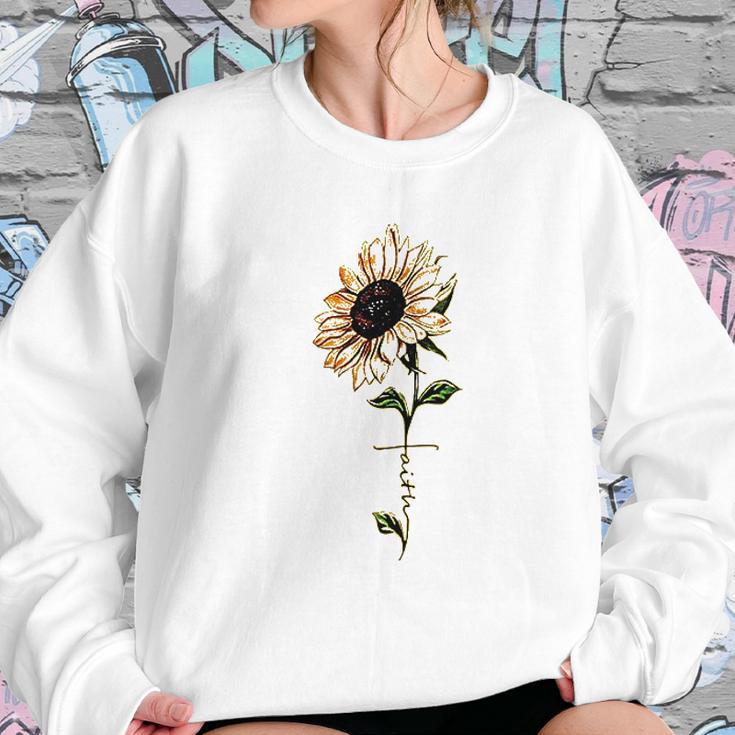 Foulian Sunflower Faith Cross Faith Christian Women Sweatshirt Gifts for Her