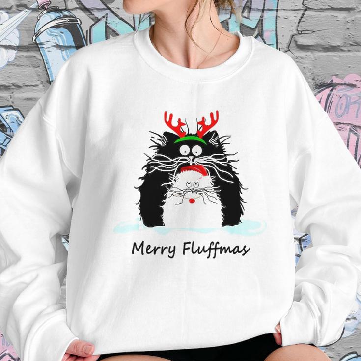 Fun Cat Merry Fluffmas Reindeer Christmas Kitten Meowlover Women Sweatshirt Gifts for Her