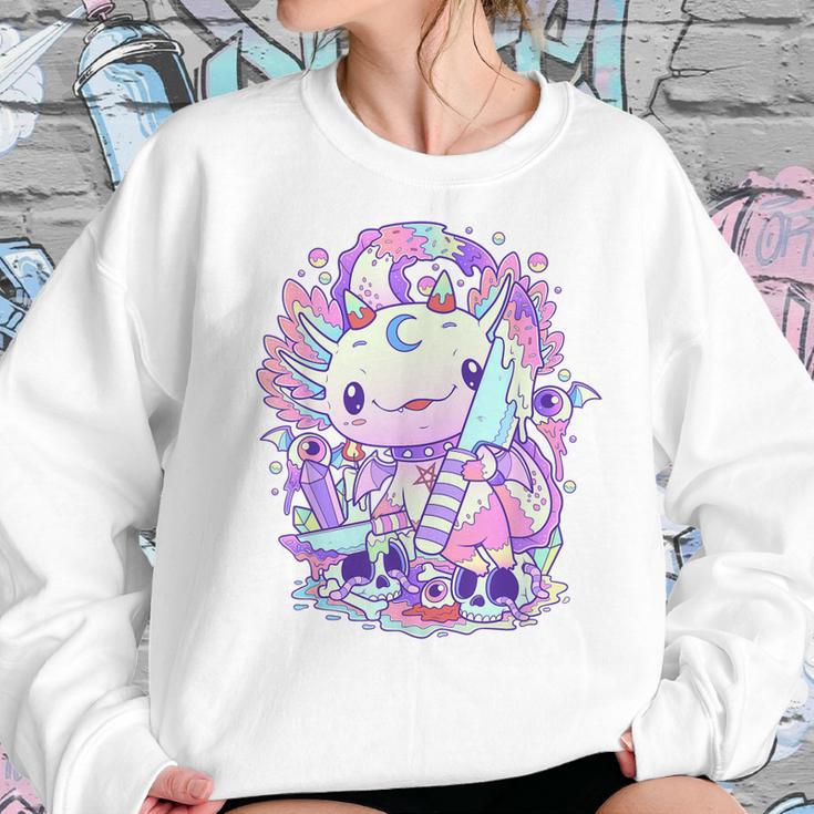 Kawaii Pastel Goth Cute And Creepy Axolotl Knife V2 Men Women T-Shirt Graphic Print Casual Unisex Tee Women Sweatshirt Gifts for Her