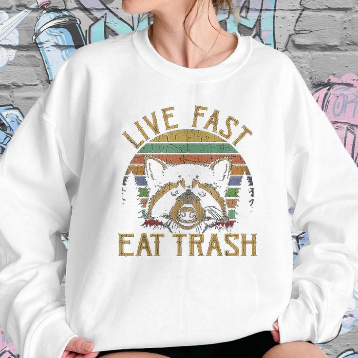 Live Fast Eat Trash Racoon Retro Vintage Trash Pandas Women Sweatshirt Gifts for Her