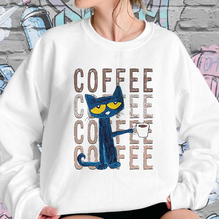 Pete The Cat Pete With Coffee Women Sweatshirt Gifts for Her