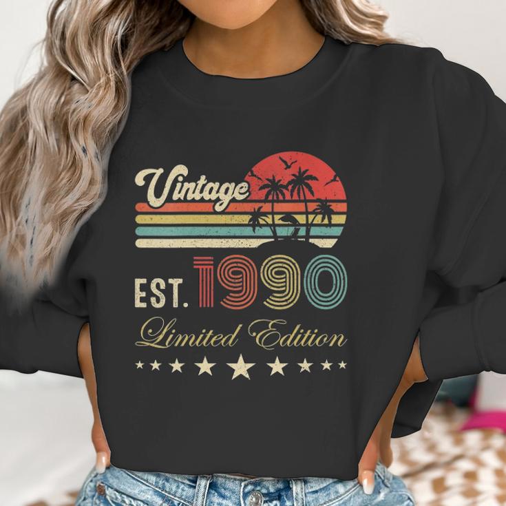 Womens 32Nd Birthday Born 1990 Vintage Limited Edition 32 Birthday V-Neck Women Sweatshirt Gifts for Women