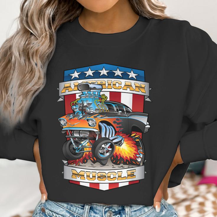 American Pride Classic Fifties Muscle Car Hot Rod Cartoon Women Sweatshirt Gifts for Women