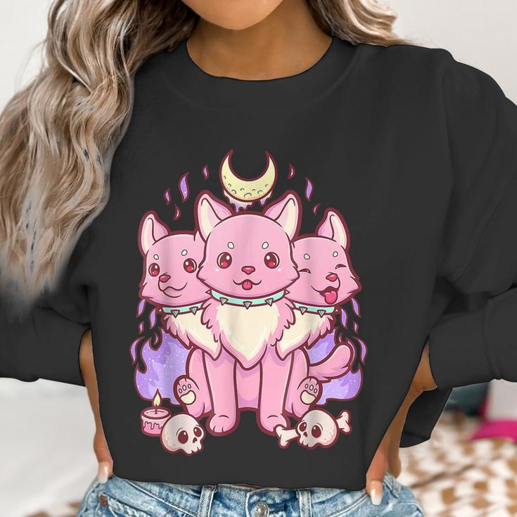 Anime Kawaii Pastel Goth Cute Creepy 3 Headed Dog Men Women T-Shirt Graphic Print Casual Unisex Tee Women Sweatshirt Gifts for Women