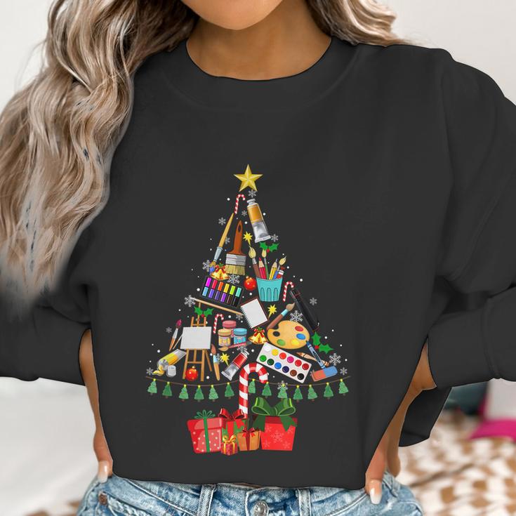 Art Xmas Tree Decor Art Teacher Ugly Artist Christmas Women Sweatshirt Gifts for Women