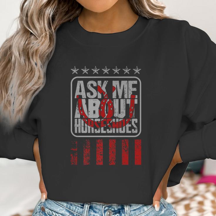 Ask Me About Horseshoe Pitching Ringer Women Sweatshirt Gifts for Women