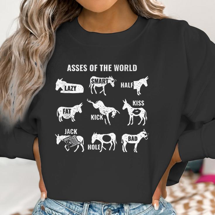 Asses The World Funny Lazy Smart Half Donkey Women Sweatshirt Gifts for Women