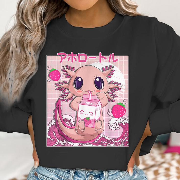 Axolotl Pastel Goth Strawberry Milk Shake Anime Aesthetic V2 Men Women T-Shirt Graphic Print Casual Unisex Tee Women Sweatshirt Gifts for Women