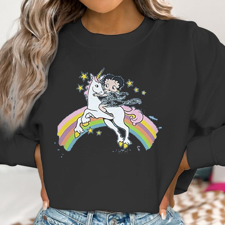 Betty Boop Cartoon Unicorn And Rainbows Women Sweatshirt Gifts for Women