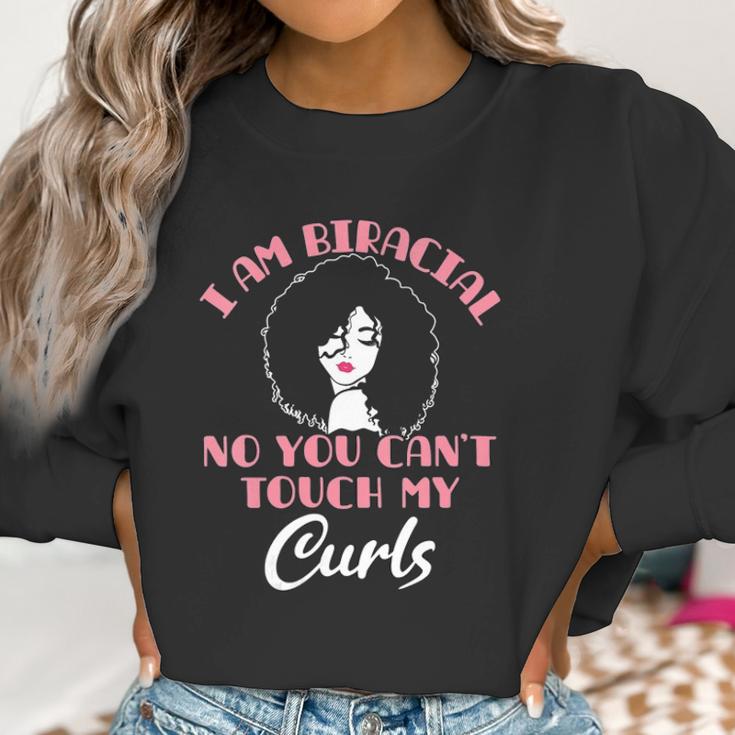 Womens I Am Biracial Funny Curls Mixed Race Girl Multiracial Ethnic V-Neck Women Sweatshirt Gifts for Women