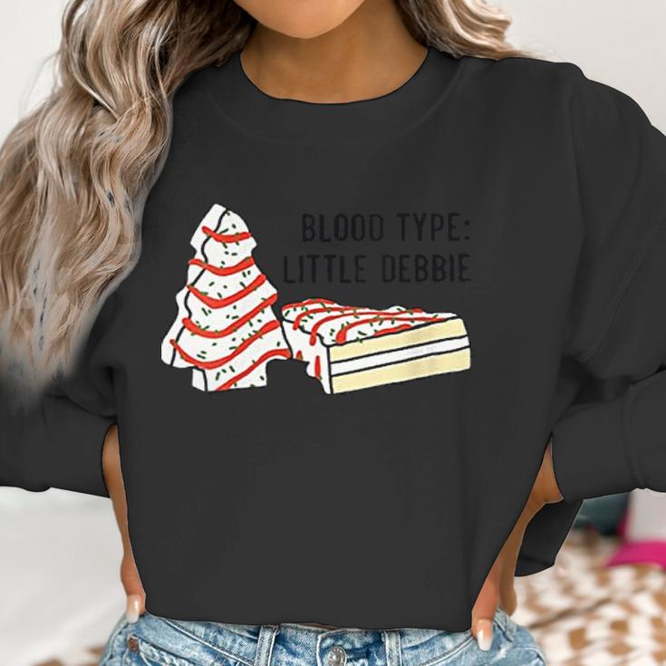 Womens Blood Type Little Debbie Inspired Christmas Tree Snack Cake Women Sweatshirt Gifts for Women