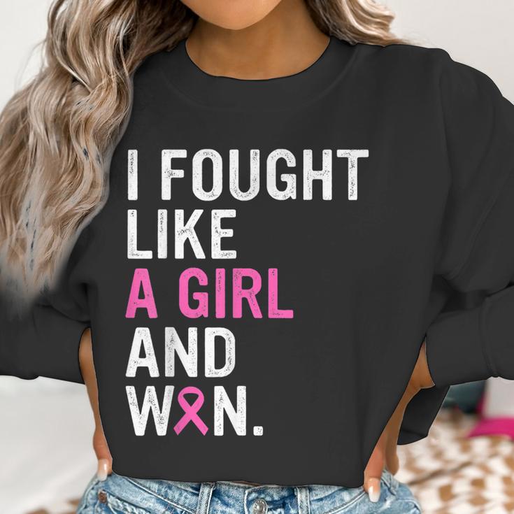 Breast Cancer Awareness I Fought Like A Girl And Won Women V3 Men Women T-Shirt Graphic Print Casual Unisex Tee Women Sweatshirt Gifts for Women