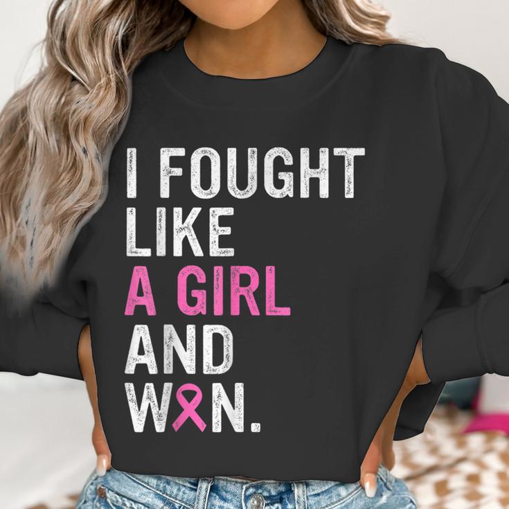 Breast Cancer Awareness I Fought Like A Girl And Won Women V4 Men Women T-Shirt Graphic Print Casual Unisex Tee Women Sweatshirt Gifts for Women