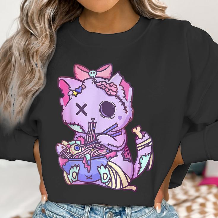 Cat Ramen Bowl Pastel Goth Nu Goth Anime Otaku Japanese V3 Men Women T-Shirt Graphic Print Casual Unisex Tee Women Sweatshirt Gifts for Women