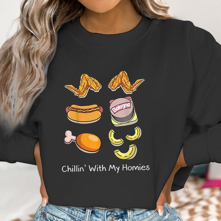 Chillin With My Homies Chicken Wing Dodger Dog Women Sweatshirt Gifts for Women