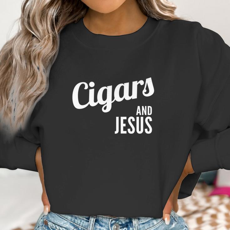 Cigars And Jesus Cool Christian Script Smoker Women Sweatshirt Gifts for Women