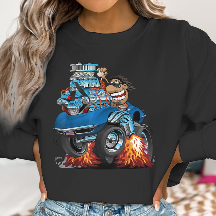 Classic Funny Sixties Sports Car Racing Hot Rod Cartoon V2 Women Sweatshirt Gifts for Women