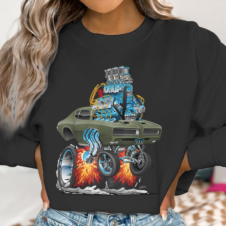 Classic Sixties Muscle Car Funny Dragster Hot Rod Cartoon V3 Women Sweatshirt Gifts for Women